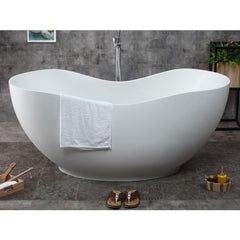 ALFI 66" White Solid Surface Smooth Resin Soaking Bathtub - AB9949 - The Home Selection