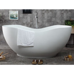 ALFI 66" White Solid Surface Smooth Resin Soaking Bathtub - AB9949 - The Home Selection