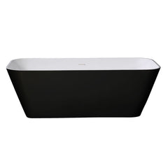 ALFI 67" Black & White Matte Rectangular Solid Surface Resin Soaking Bathtub - AB9952BM - The Home Selection