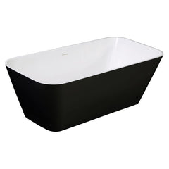 ALFI 67" Black & White Matte Rectangular Solid Surface Resin Soaking Bathtub - AB9952BM - The Home Selection