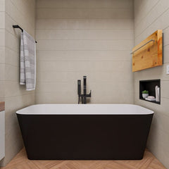 ALFI 67" Black & White Matte Rectangular Solid Surface Resin Soaking Bathtub - AB9952BM - The Home Selection