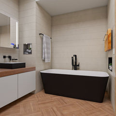 ALFI 67" Black & White Matte Rectangular Solid Surface Resin Soaking Bathtub - AB9952BM - The Home Selection