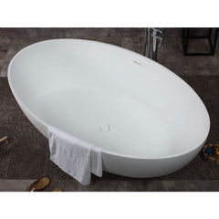 ALFI 67" White Oval Solid Surface Smooth Resin Soaking Bathtub - AB9941 - The Home Selection