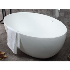 ALFI 67" White Oval Solid Surface Smooth Resin Soaking Bathtub - AB9941 - The Home Selection