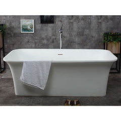 ALFI 67" White Rectangular Solid Surface Smooth Resin Soaking Bathtub - AB9942 - The Home Selection