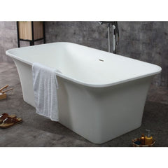 ALFI 67" White Rectangular Solid Surface Smooth Resin Soaking Bathtub - AB9942 - The Home Selection