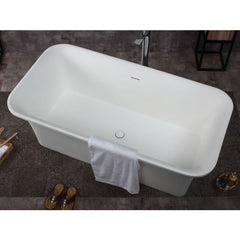 ALFI 67" White Rectangular Solid Surface Smooth Resin Soaking Bathtub - AB9942 - The Home Selection