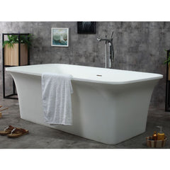 ALFI 67" White Rectangular Solid Surface Smooth Resin Soaking Bathtub - AB9942 - The Home Selection