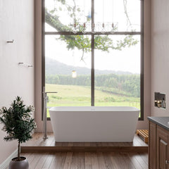 ALFI 67" White Rectangular Solid Surface Smooth Resin Soaking Bathtub - AB9952 - The Home Selection