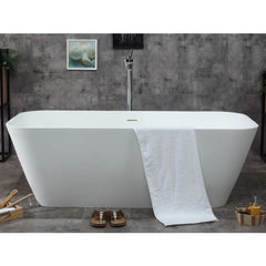 ALFI 67" White Rectangular Solid Surface Smooth Resin Soaking Bathtub - AB9952 - The Home Selection