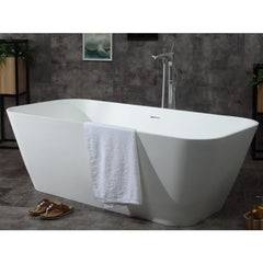 ALFI 67" White Rectangular Solid Surface Smooth Resin Soaking Bathtub - AB9952 - The Home Selection