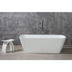 ALFI 67" White Rectangular Solid Surface Smooth Resin Soaking Bathtub - AB9952 - The Home Selection