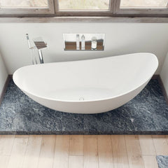 ALFI 73" White Solid Surface Smooth Resin Soaking Slipper Bathtub - AB9951 - The Home Selection
