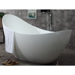 ALFI 73" White Solid Surface Smooth Resin Soaking Slipper Bathtub - AB9951 - The Home Selection