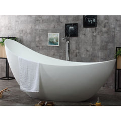 ALFI 73" White Solid Surface Smooth Resin Soaking Slipper Bathtub - AB9951 - The Home Selection