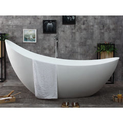 ALFI 73" White Solid Surface Smooth Resin Soaking Slipper Bathtub - AB9951 - The Home Selection
