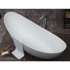 ALFI 73" White Solid Surface Smooth Resin Soaking Slipper Bathtub - AB9951 - The Home Selection