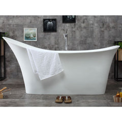 ALFI 74" White Solid Surface Smooth Resin Soaking Slipper Bathtub - AB9915 - The Home Selection