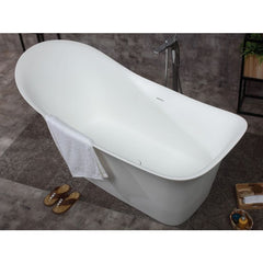 ALFI 74" White Solid Surface Smooth Resin Soaking Slipper Bathtub - AB9915 - The Home Selection