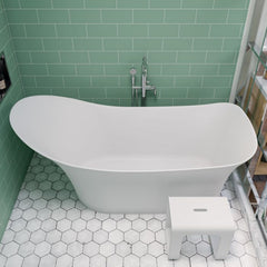 ALFI 74" White Solid Surface Smooth Resin Soaking Slipper Bathtub - AB9915 - The Home Selection