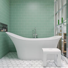 ALFI 74" White Solid Surface Smooth Resin Soaking Slipper Bathtub - AB9915 - The Home Selection