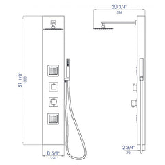 ALFI Black Aluminum Shower Panel with 2 Body Sprays and Rain Shower Head - ABSP65B - The Home Selection