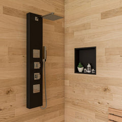 ALFI Black Aluminum Shower Panel with 2 Body Sprays and Rain Shower Head - ABSP65B - The Home Selection