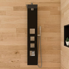 ALFI Black Aluminum Shower Panel with 2 Body Sprays and Rain Shower Head - ABSP65B - The Home Selection
