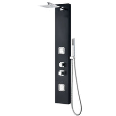 ALFI Black Aluminum Shower Panel with 2 Body Sprays and Rain Shower Head - ABSP65B - The Home Selection