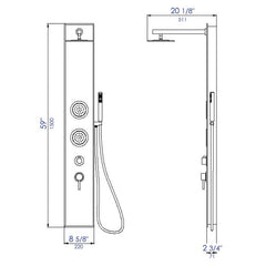 ALFI Black Glass Shower Panel with 2 Body Sprays and Rain Shower Head - ABSP55B - The Home Selection
