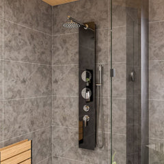 ALFI Black Glass Shower Panel with 2 Body Sprays and Rain Shower Head - ABSP55B - The Home Selection
