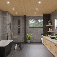 ALFI Black Glass Shower Panel with 2 Body Sprays and Rain Shower Head - ABSP55B - The Home Selection
