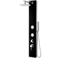 ALFI Black Glass Shower Panel with 2 Body Sprays and Rain Shower Head - ABSP55B - The Home Selection