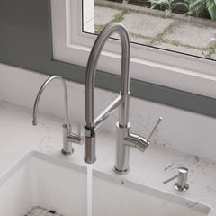ALFI Brushed Gooseneck Single Hole Kitchen Faucet - AB2015 - The Home Selection