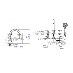 ALFI Deck Mounted Tub Filler with Hand Held Showerhead - AB2503 - The Home Selection