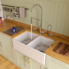 ALFI Double Spout Commercial Spring Kitchen Faucet - ABKF3787 - The Home Selection