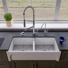 ALFI Double Spout Commercial Spring Kitchen Faucet - ABKF3787 - The Home Selection