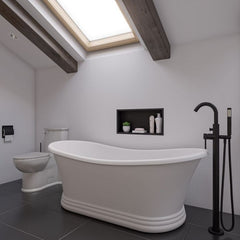 ALFI Floor Mount Tub Filler with Shower Head Polished/Brushed - AB2534 - The Home Selection