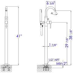 ALFI Floor Mount Tub Filler with Shower Head Polished/Brushed - AB2534 - The Home Selection