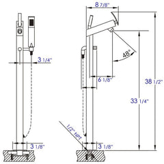ALFI Floor Mounted Tub Filler + Mixer Hand Held Shower Head - AB2728 - The Home Selection