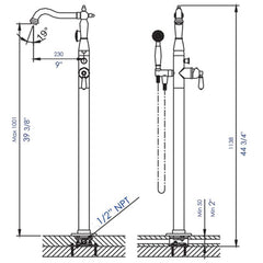 ALFI Free Standing Floor Mounted Bath Tub Filler - AB2553 - The Home Selection