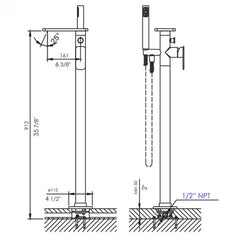 ALFI Free Standing Floor Mounted Bath Tub Filler - AB2875 - The Home Selection