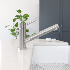 ALFI Solid Stainless Steel Pull Out Swivel Kitchen Faucet - AB2025 - The Home Selection