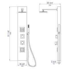 ALFI White Aluminum Shower Panel with 2 Body Sprays and Rain Shower Head - ABSP60W - The Home Selection