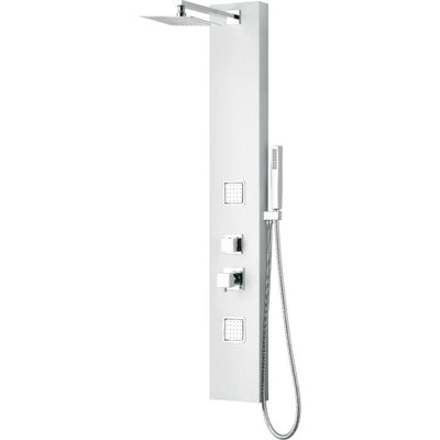ALFI White Aluminum Shower Panel with 2 Body Sprays and Rain Shower Head - ABSP60W - The Home Selection