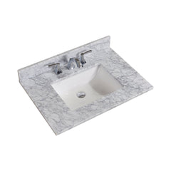 Altair 31" Single Sink Bathroom Vanity Countertop - Oristano in White Carrara Marble - The Home Selection