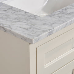 Altair 31" Single Sink Bathroom Vanity Countertop - Oristano in White Carrara Marble - The Home Selection