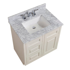 Altair 31" Single Sink Bathroom Vanity Countertop - Oristano in White Carrara Marble - The Home Selection