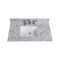 Altair 37" Single Sink Bathroom Vanity Countertop - Oristano in White Carrara Marble - The Home Selection