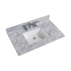 Altair 37" Single Sink Bathroom Vanity Countertop - Oristano in White Carrara Marble - The Home Selection